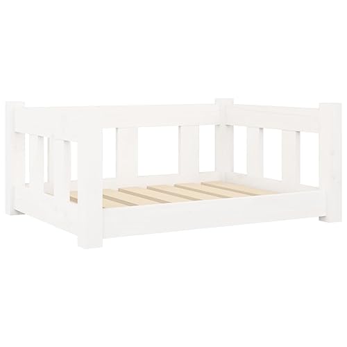 vidaXL Cama para Perros Madera Maciza de Pino Blanco 65,5x50,5x28 cm Mascotas