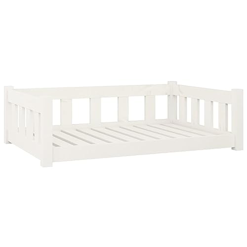 vidaXL Cama para Perros Madera Maciza de Pino Blanco 95,5x65,5x28 cm