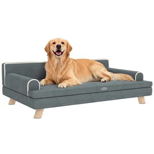 PawHut Sofá para Perros Grandes y Medianos, 100x62x32 cm, Cama Elevada para...
