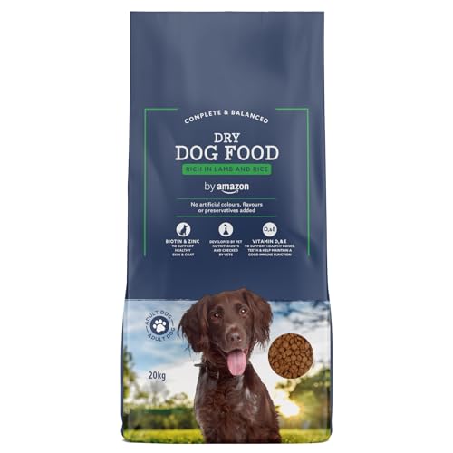 by Amazon - Alimento seco completo para perro adulto rico en cordero y arroz, 20...