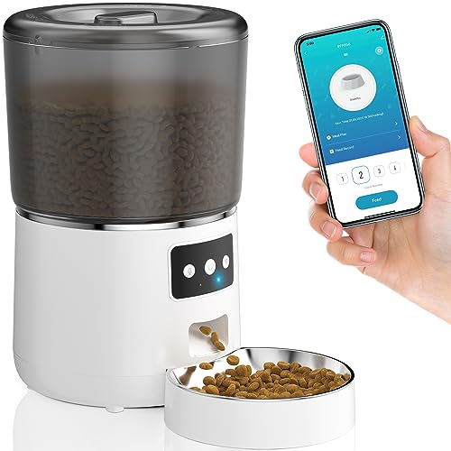 Comedero Automático Gato WiFi NIKYJM 4L Grabación de Voz 1-10 Comidas al día,...