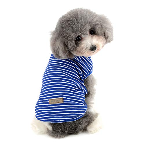 Ranphy Camisa de algodón a rayas para perros, ropa para cachorros, ropa para...