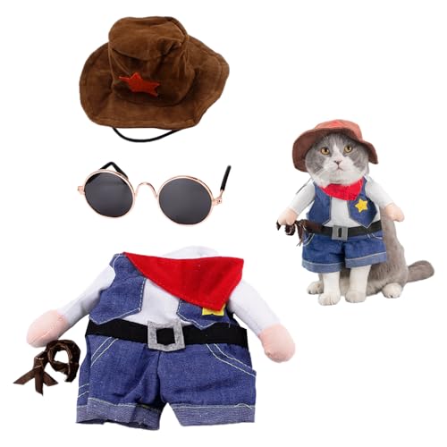 1 juego de disfraz de vaquero para mascotas, 1 pieza de gafas negras, divertido...