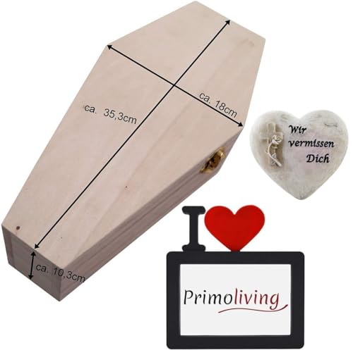 PrimoLiving Ataúd de Madera para Mascotas con Juego conmemorativo - tamaño M...