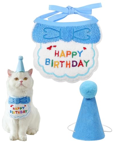 Zeayebsr 2pcs Juego de Bandana para Perros y Gatos, cumpleaños, Bonito Juego de...