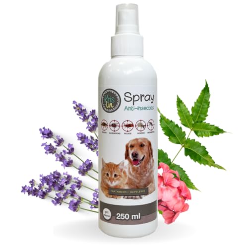 KRISLIN Spray Repelente para Perros | con 3 Activos Naturales: Margosa, Geraniol...