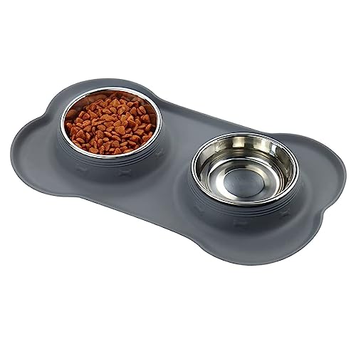 Comedero para Gatos y Perros pequeños de Acero Inoxidable con Base de Silicona...