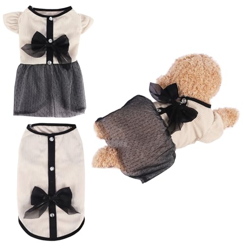 Fnaobai Vestido de tutú para perros y cachorros, chaleco de verano con lazo,...