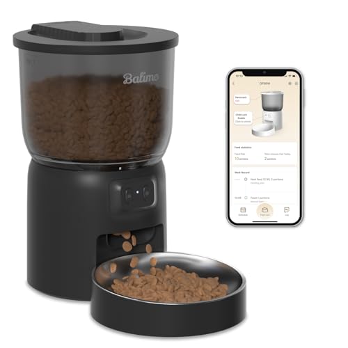 Balimo Comedero Gato Automatico 2.4G WiFi, 3L Dispensador Comida Gatos y Perros...