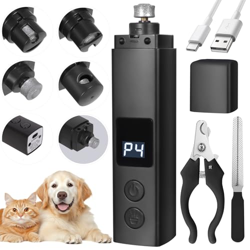 BUOAZR Lima de Uñas Eléctrica para Perros y Gatos, Ajustable 4...