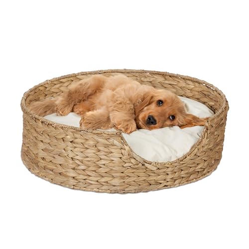 Relaxdays Cama para Perros y Gatos, Camita Mascotas Redonda, 15 x 49 cm, Hierba...