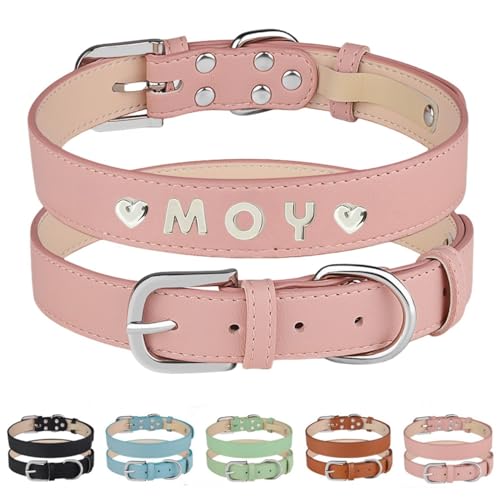 Collar de cuero personalizado para perro con nombre personalizado, collar...
