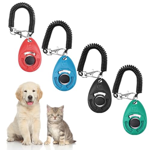 4 Unidades Clicker para Adiestramiento Perro,Clicker para Perros, con Correa de...