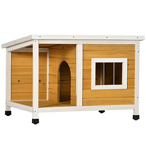 PawHut Caseta para Perros de Madera 85,5x62x60 cm Casa para Mascotas Refugio...