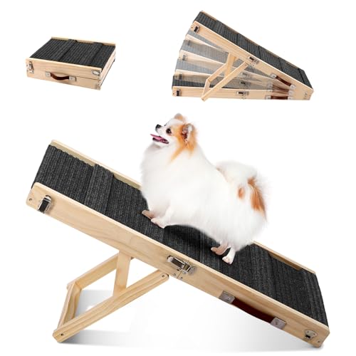 Rampa Plegable para Perros de Madera para Cama, sofá y Coche, rampa Ajustable...