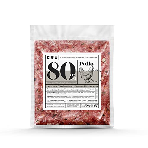 CRU - Comida Natural cruda monoproteica de Pollo para Perros. Menú Barf....