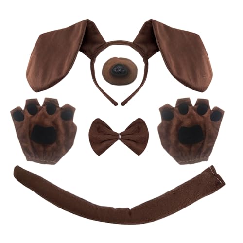 XNIVUIS 5 Piezas Disfraces de Perro Set,Incluye Diadema de Perro Salchicha,...