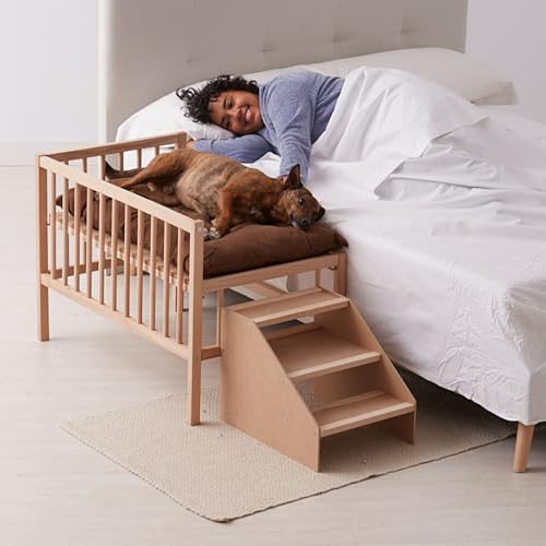 Cama Elevada para Perro y Gato Faunatic, de Madera con Escalera, para Colecho...