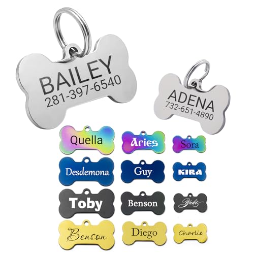 Etiqueta de Identificación de Perro de Acero Inoxidable Personalizada, Placa de...