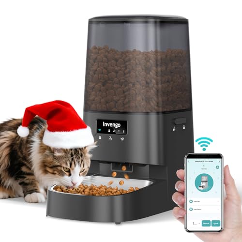 Invengo Comedero Automático para Gatos, Dispensador de 5L con Control por App,...