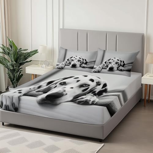 Sábana Bajera Ajustable 160 x 200 cm Fotografía Animal Perro Almohada,...