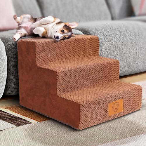 Myiosus Escalera para Mascotas de 3 Peldaños, Escaleras Portátiles de Espuma...