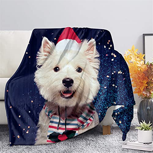 HUGS IDEA Manta con Estampado de Perro Navidad, sábana para sofá, Funda Silla,...