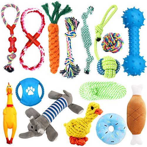 TOPSEAS Juguetes para Perros, Juguete para Perros, Cuerda de 15 Piezas, Juguete...