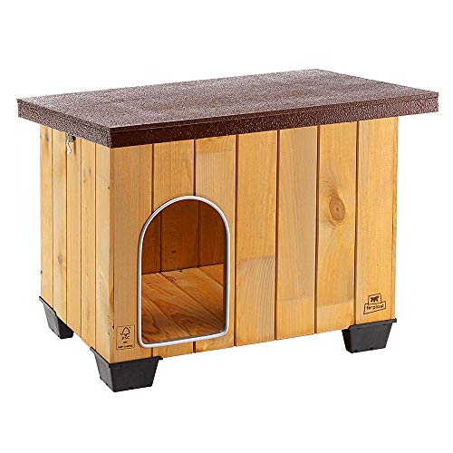 Ferplast Caseta de exterior para perros BAITA 60, Madera ecosostenible, Pies...