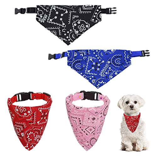4 Piezas Bandanas para Perros Collar Ajustable con Bandana para Perro Pañuelos...