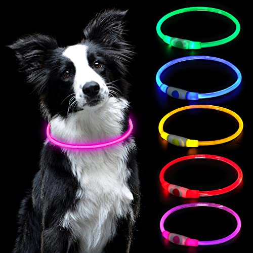 AUAUY Collar Luminoso Perro, Collar LED Perro Recargable por USB Tamaño...