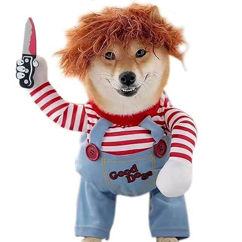 RRUIQI Ropa de muñeca mortal para perro, disfraz de Halloween para mascotas,...