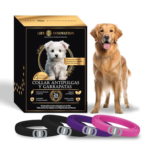 Pack 4 Collares Antiparasitarios para Perros, 24 Meses de Protección contra...