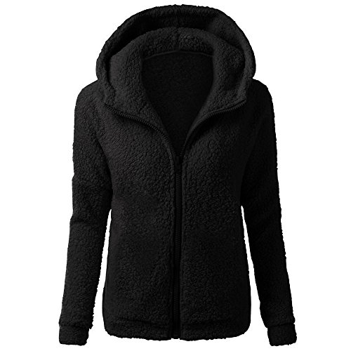 Chaqueta Mujeres de Invierno de Lana Cálida Cremallera Abrigo con Capucha...
