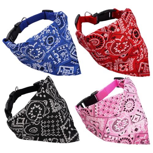 4 Piezas Bandanas de Perros,Pañuelos para Perros con Estampado Floral...