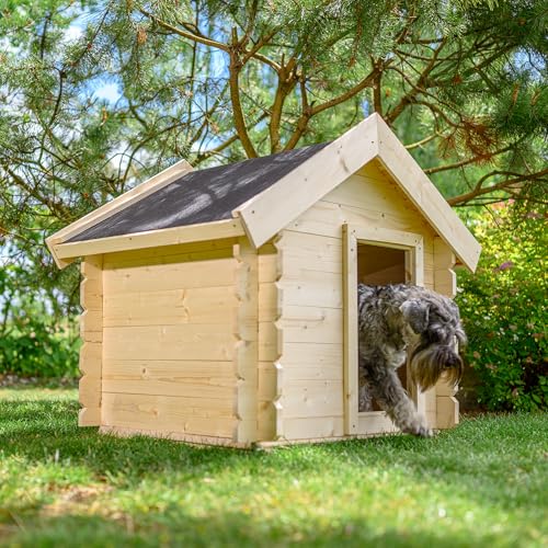 Caseta Perros Exterior Madera - 76 x 99 x H80 cm - casa Perro - Talla S -casa de...