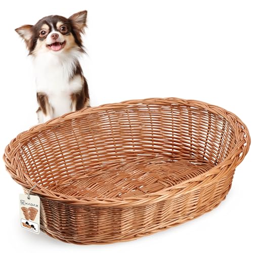 KADAX Cama para perros y gatos de mimbre, cama para mascotas en color natural,...