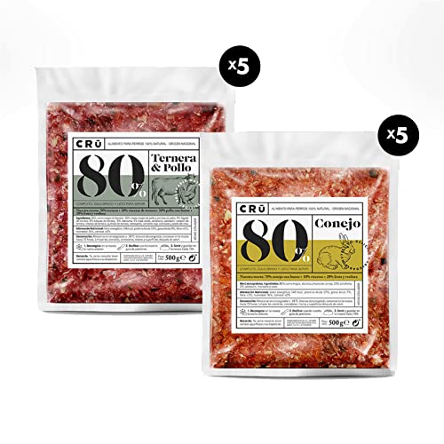 CRU - Comida Natural cruda para Perros. Menú Barf. Congelado - Caja...