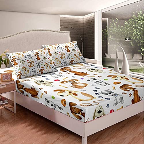 Juego de Ropa de Cama para niños con Estampado de Perro 3D, sábana Bajera...