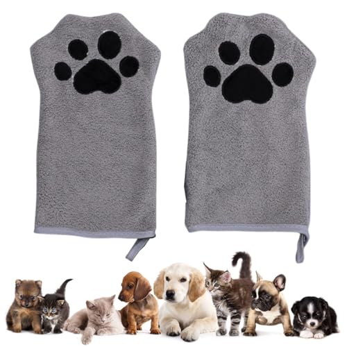 WeddHuis 2 Pcs Toalla para Mascotas Guantes de Limpieza Absorbente y Duradero...