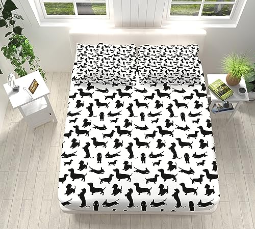Estampado de Perro Salchicha Animal Sábana Bajera 90x190 cm Ajustable Bolsillo...