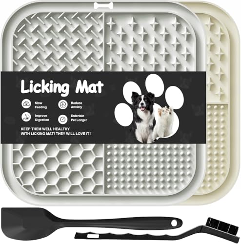 2 alfombrillas para lamer perros y gatos con ventosas, alimentador lento para...