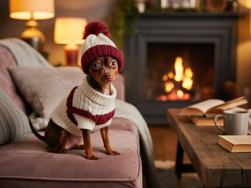 pinscher miniatura frio en casa